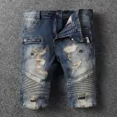 jeans balmain fit man shorts destroyed blue